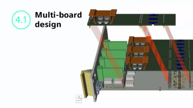 Screen shot of Xpedition software with text onscreen that says 4.1 multi-board design